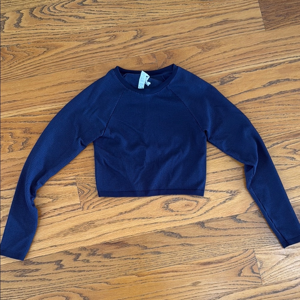 Navy Long Sleeve Crop Top